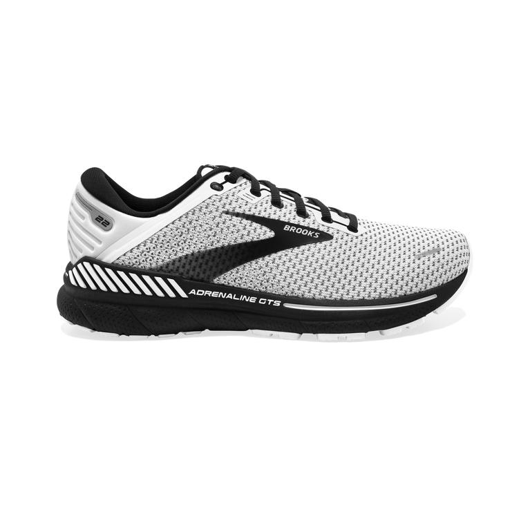 Brooks Adrenaline Gts 22 - Mens Supportive Road Running Shoes - White/Grey/Black (87541JENP)